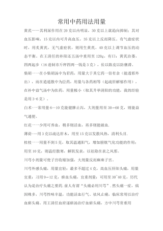 常用中药用法用量
