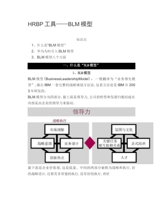 HRBP工具——BLM模型