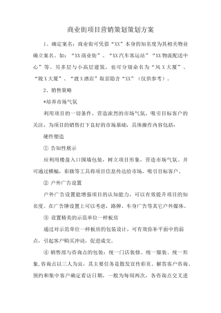 商业街项目营销策划方案