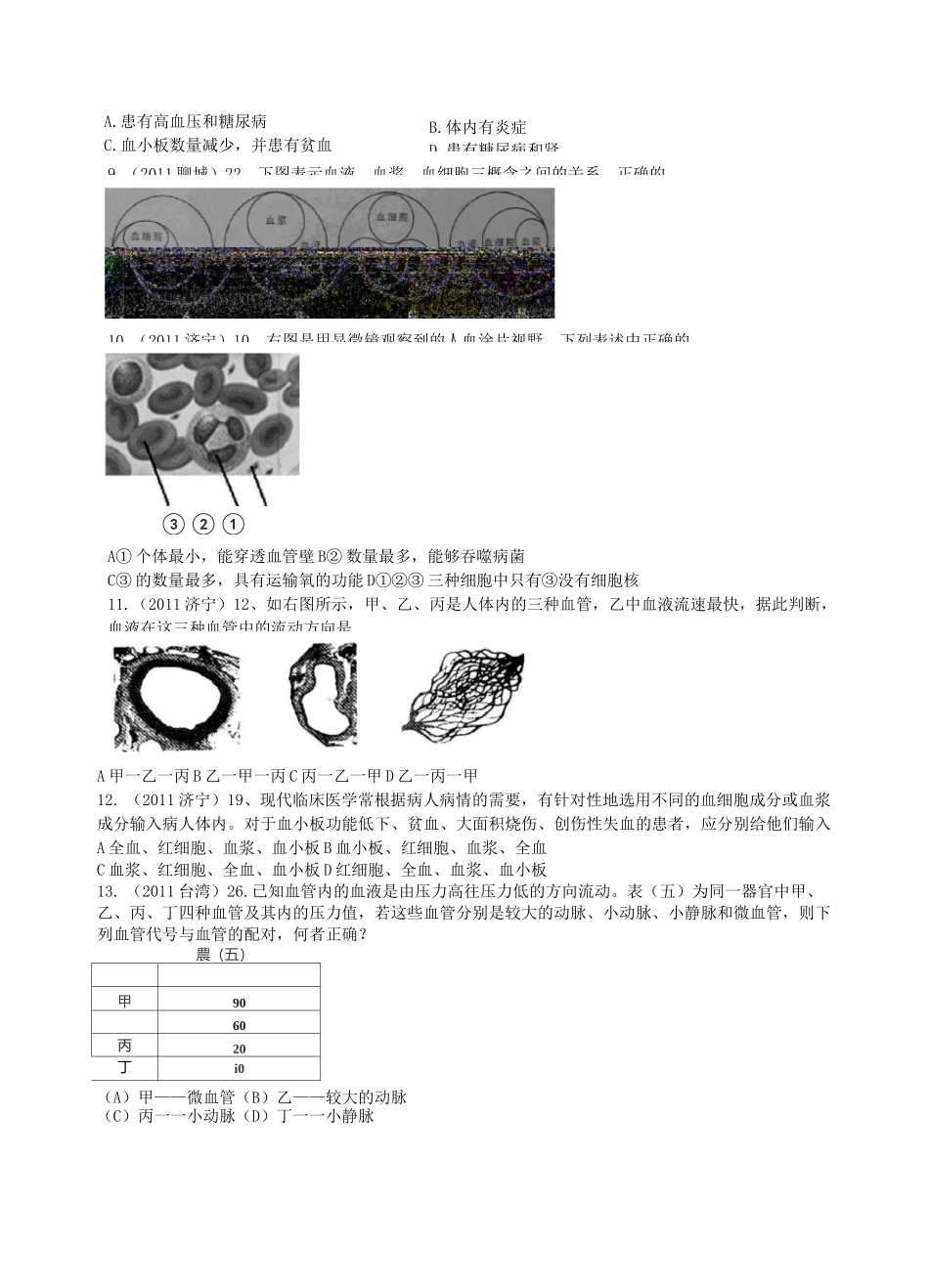 七年级生物心脏和血管试题经典_第2页