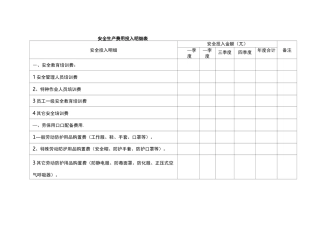 安全生产费用投入明细表