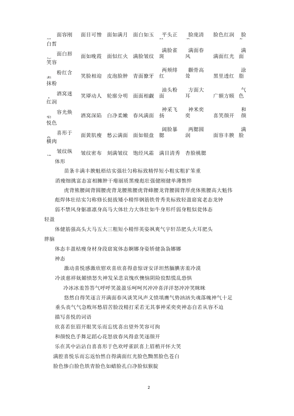 描写人物的好词模板_第2页