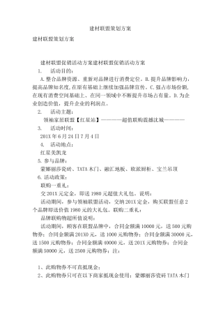 建材联盟策划方案