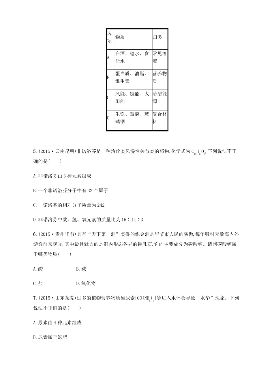 2017年中考化学专题复习——物质的组成、构成及分类_第2页