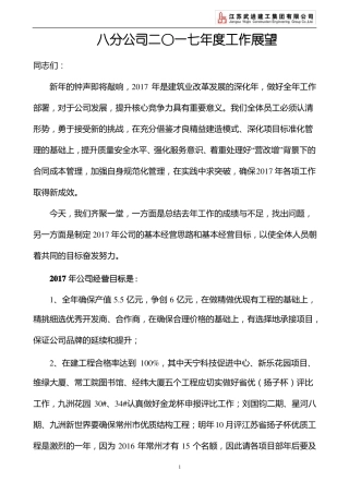2017年公司年会展望发言