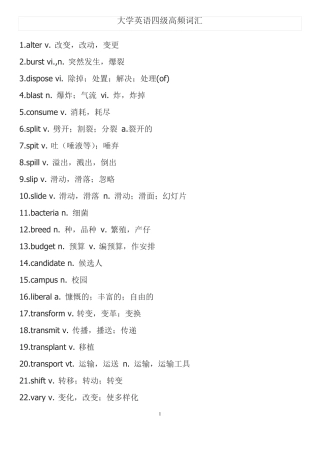 2017年四级高频词汇汇总