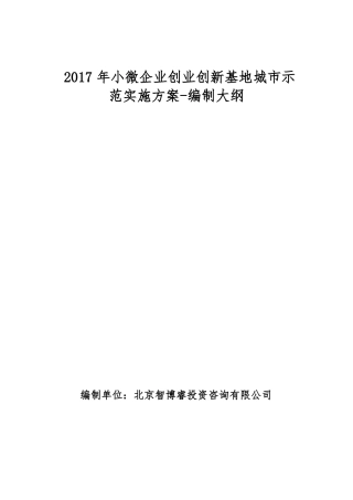 2017年小微企业创业创新基地城示范实施方案编制大纲