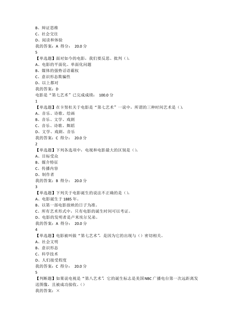 2017年尔雅视频鉴赏章节测试题库_第3页