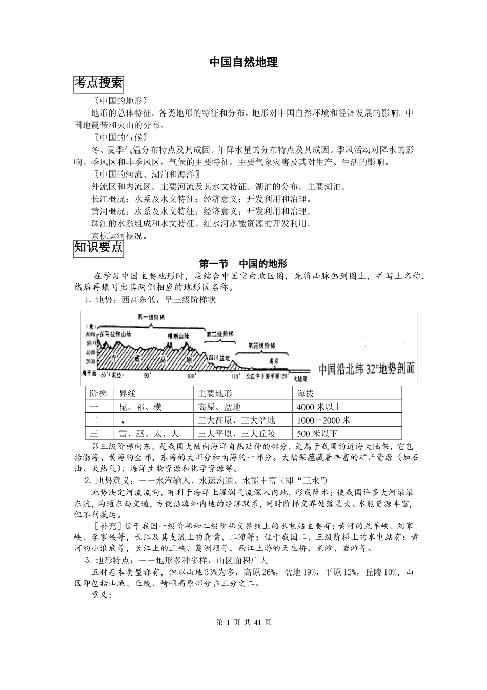 2017年最新中国地理复习笔记归纳总结特细_第1页
