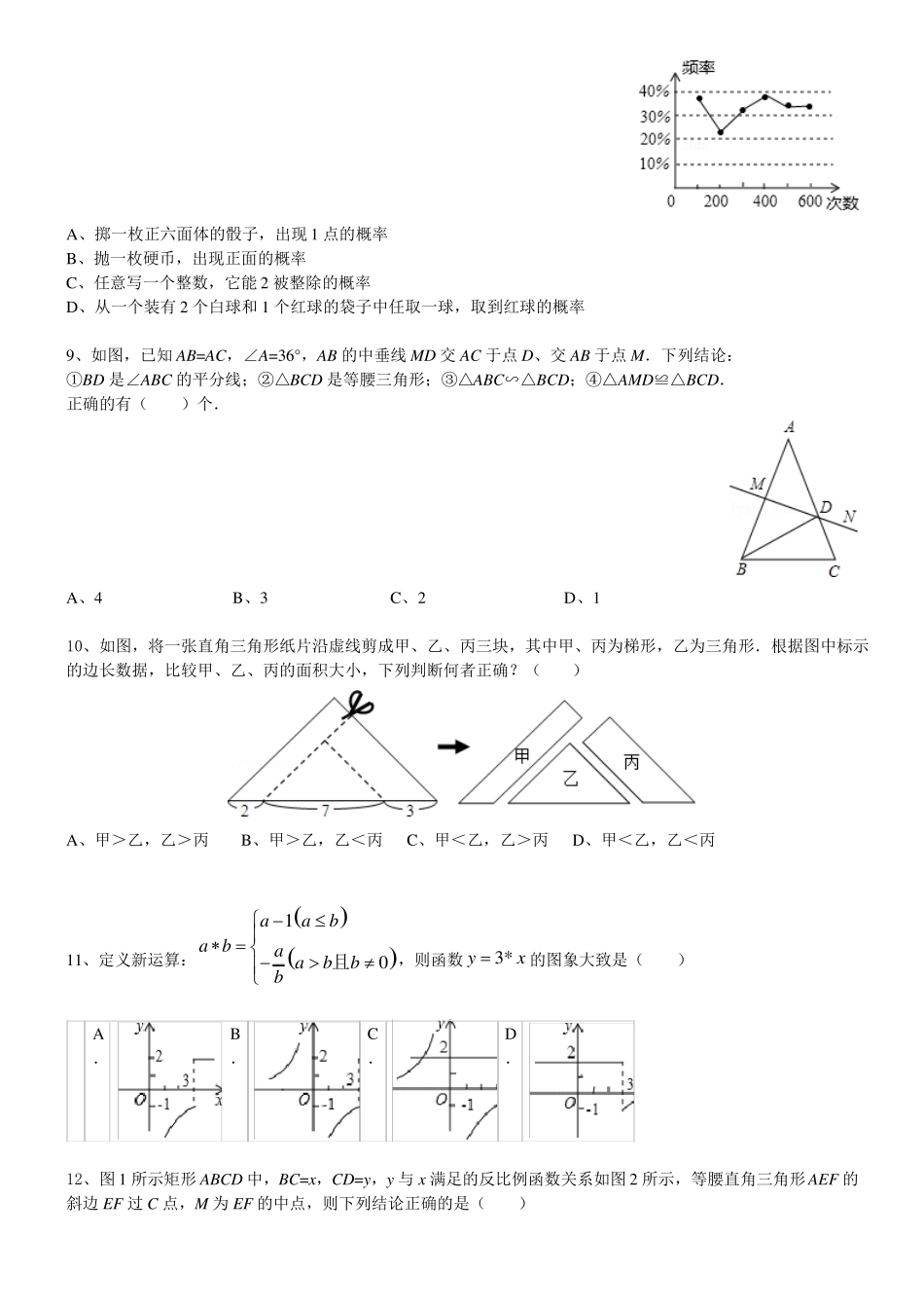 2017年河北中考数学模拟试卷_第2页