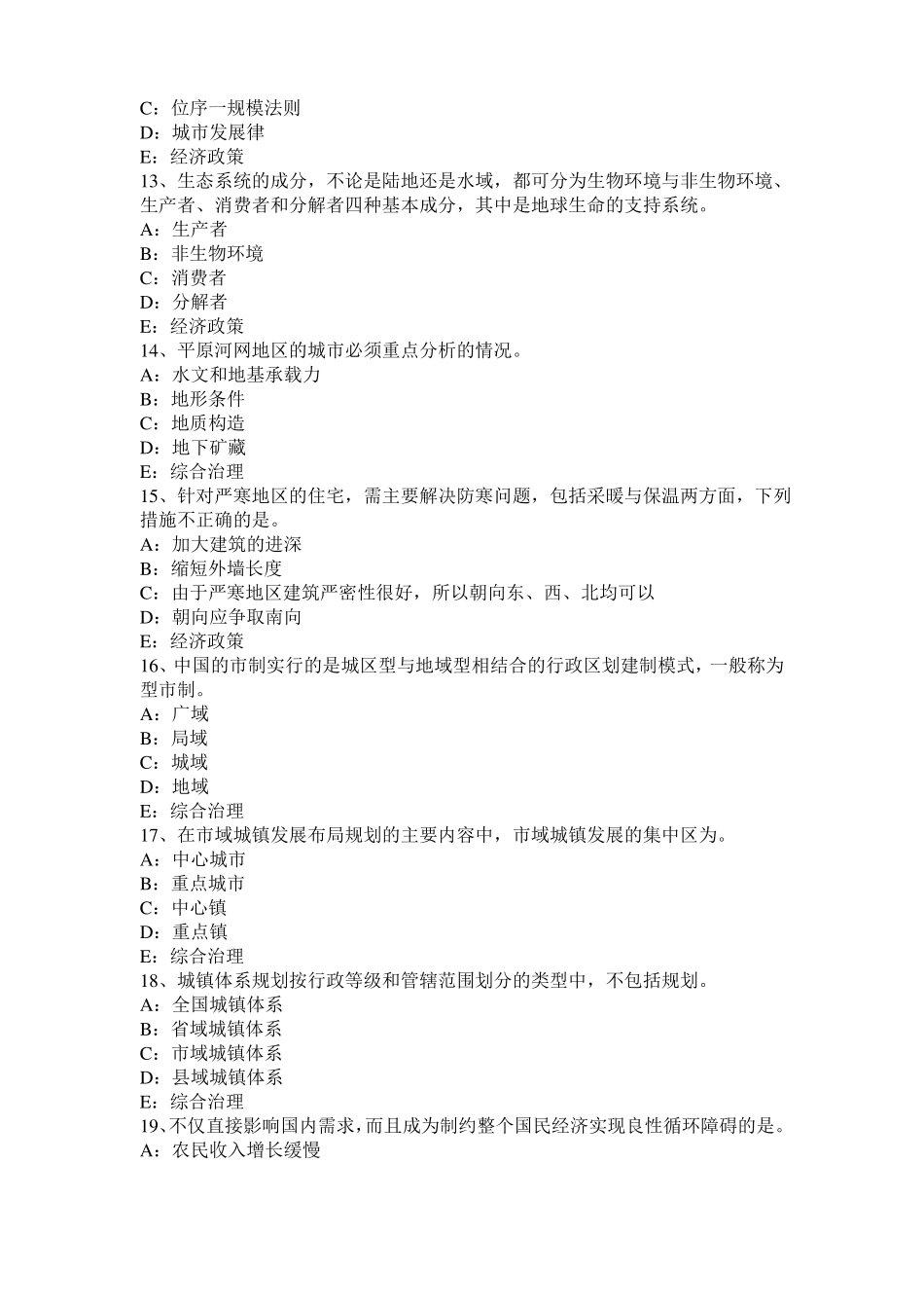 2017年浙江城规划师：制约因素试题_第3页