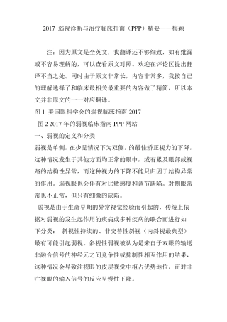 2017弱视诊断与治疗临床指引ppp精要梅颖