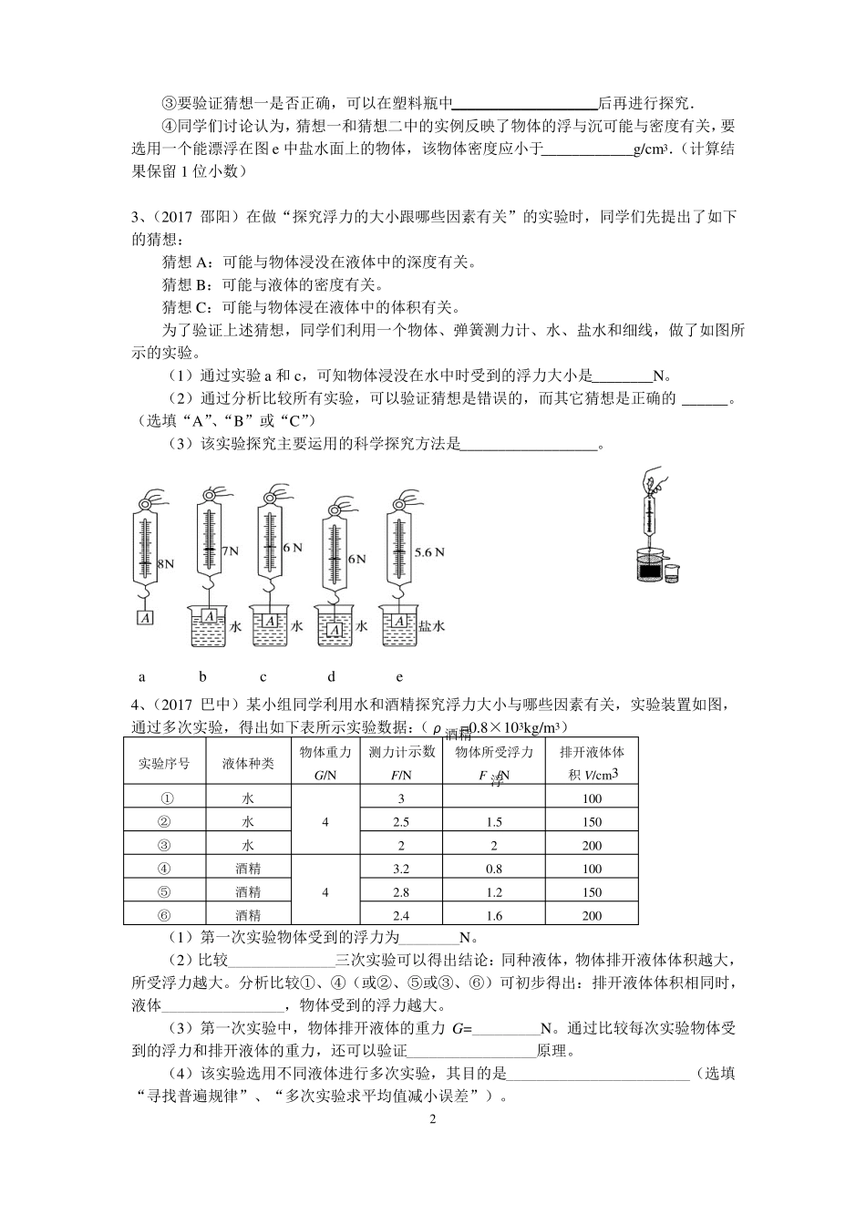 2017浮力试验题汇编_第2页