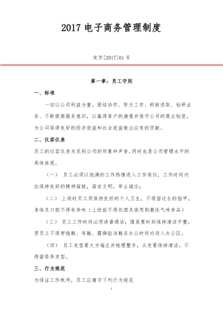 2017电子商务公司规章制度