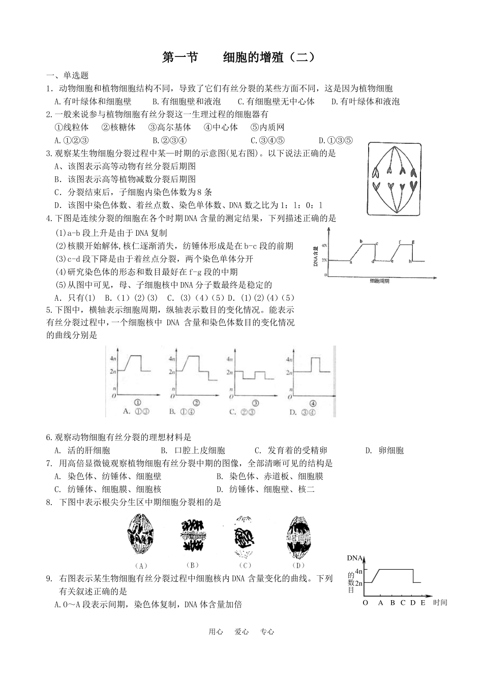 2017细胞的增殖与分化课堂练习_第3页