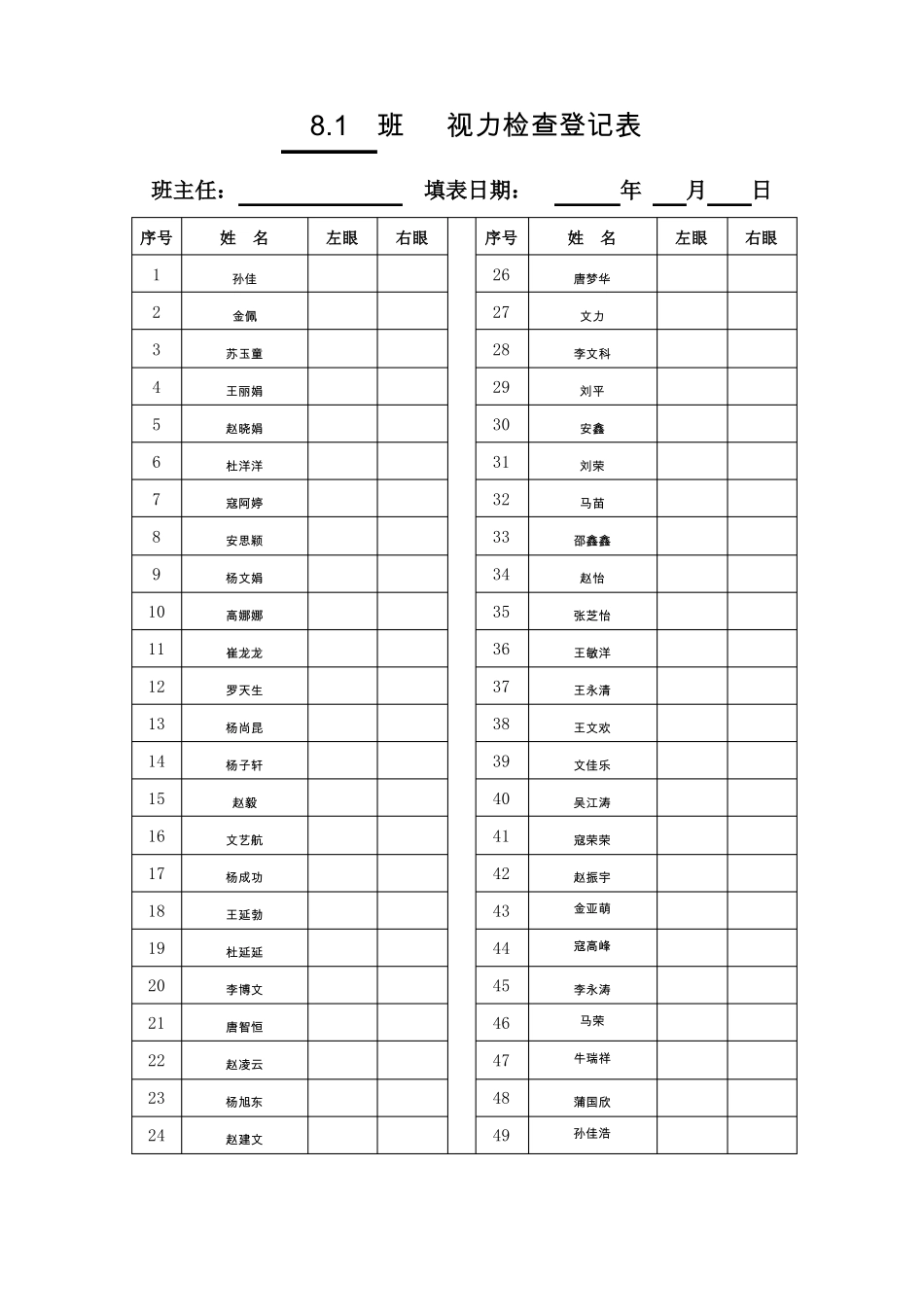 2017视力检测登记表_第1页