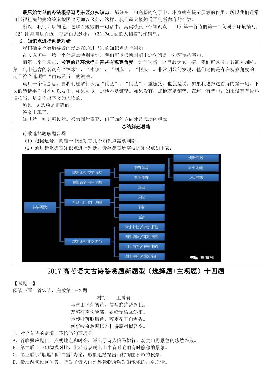 2017高考语文诗歌增加选择题打印版_第2页