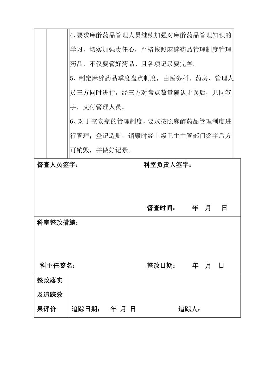 2017麻醉药品管理督导检查记录医务科_第2页