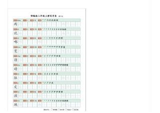 2018-2019部编版二年级语文上册生字练习有笔顺-可直接打印