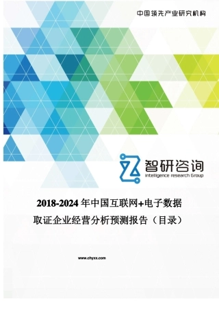 2018-2024年中国互联网+电子数据取证企业经营现状报告目录