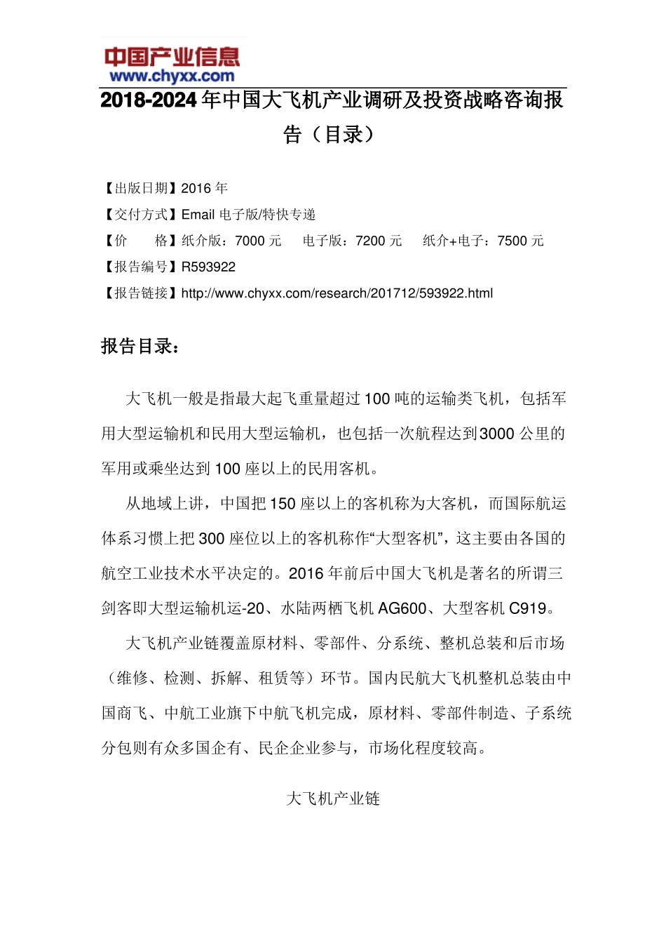 2018-2024年中国大飞机产业调研报告目录_第3页