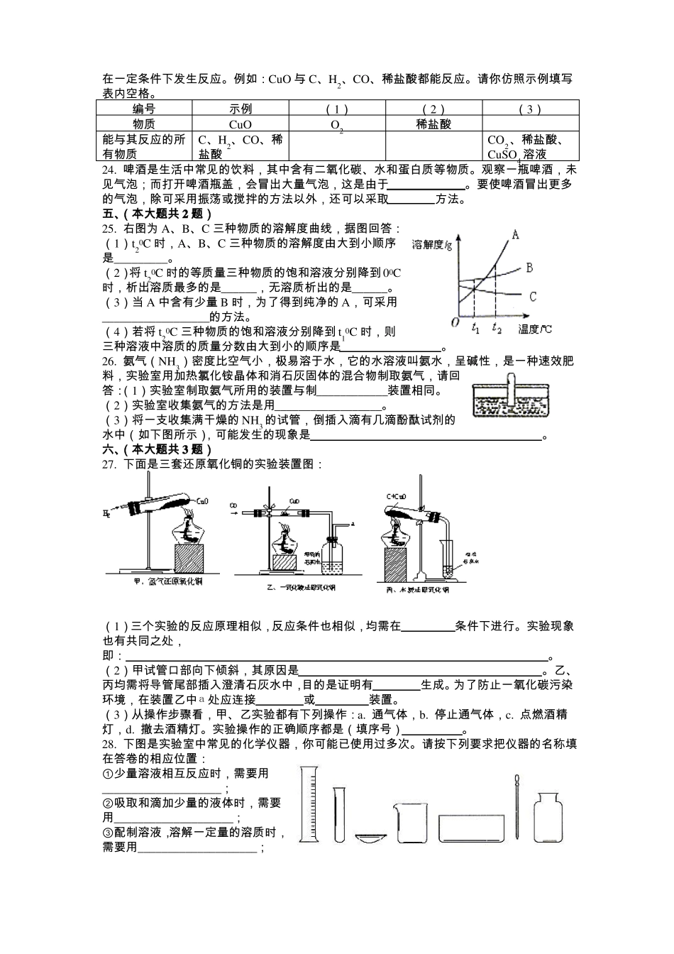 2018中考之初三化学总复习综合训练_第3页