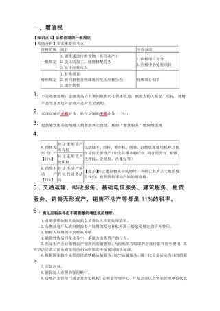 2018年CPA税法考点摘要