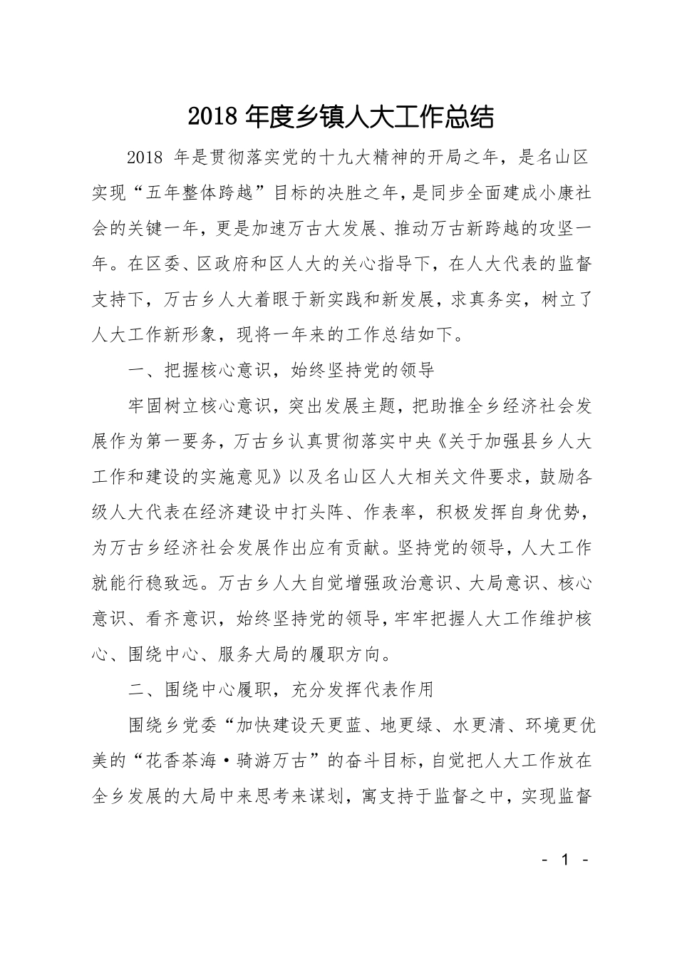 2018年乡镇人大工作总结_第1页