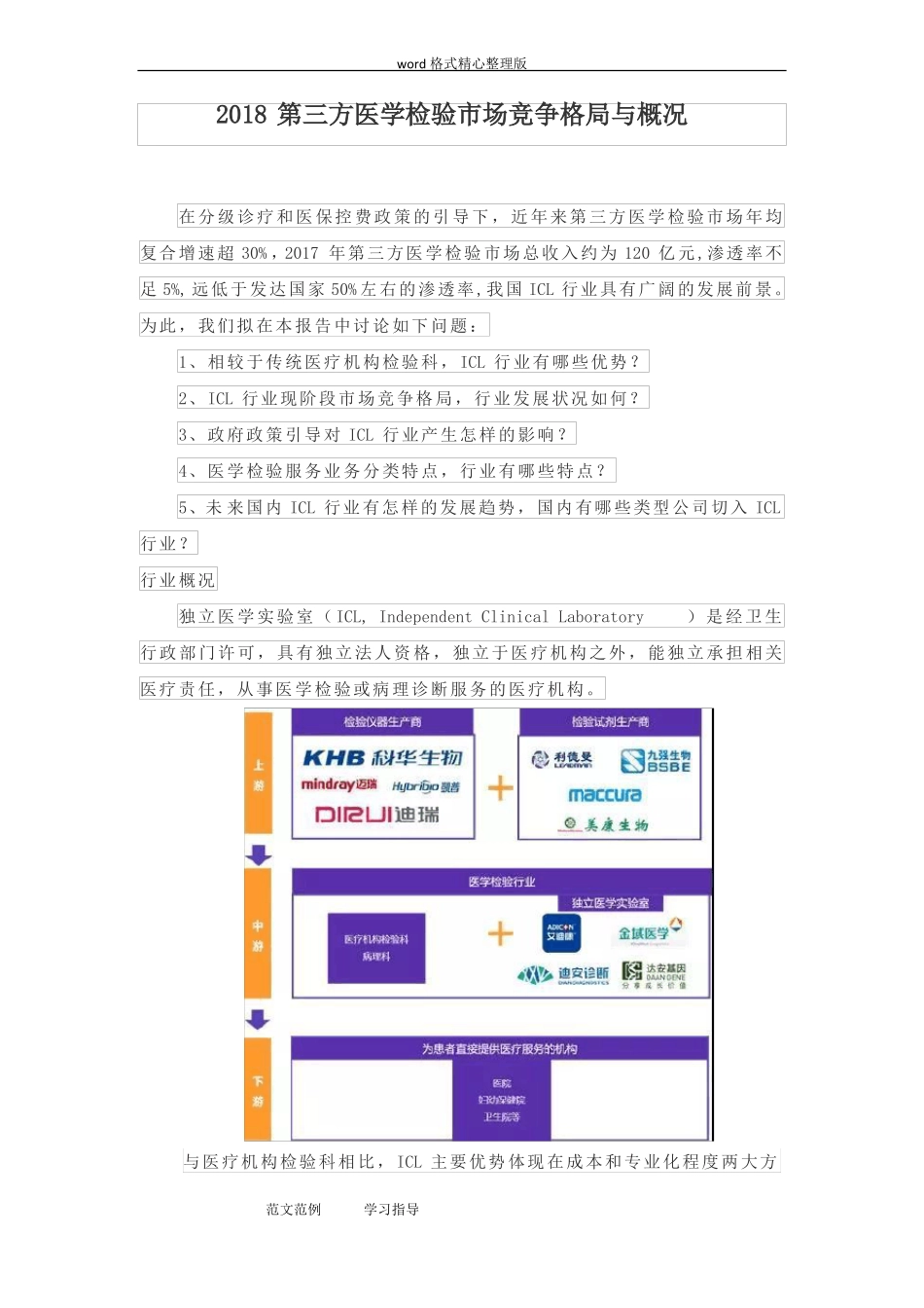 2018年第三方医学检验场竞争格局和概况_第1页