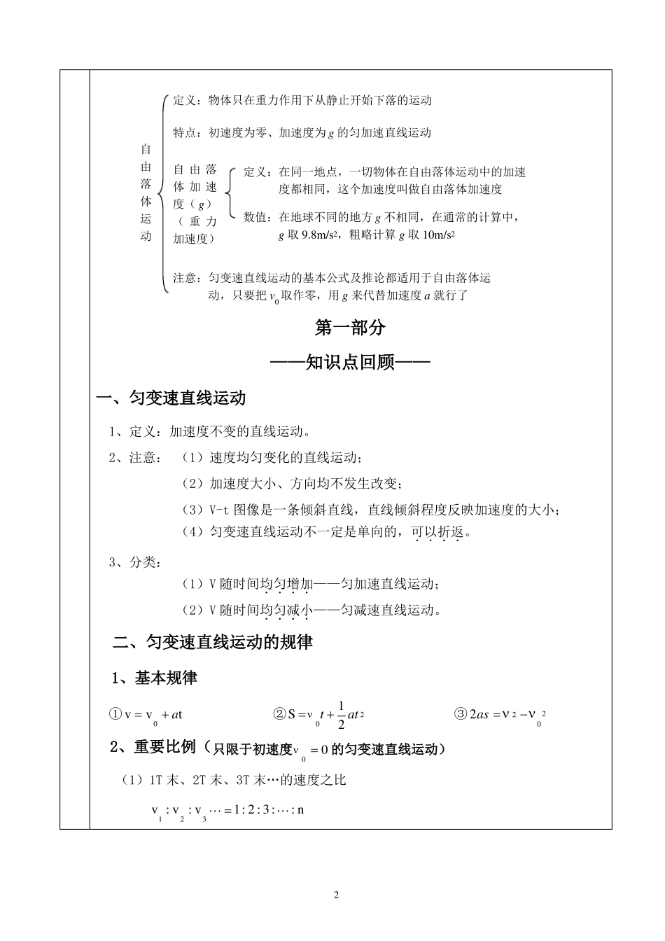 2018年高考一轮复习教案——匀变速直线运动规律_第2页
