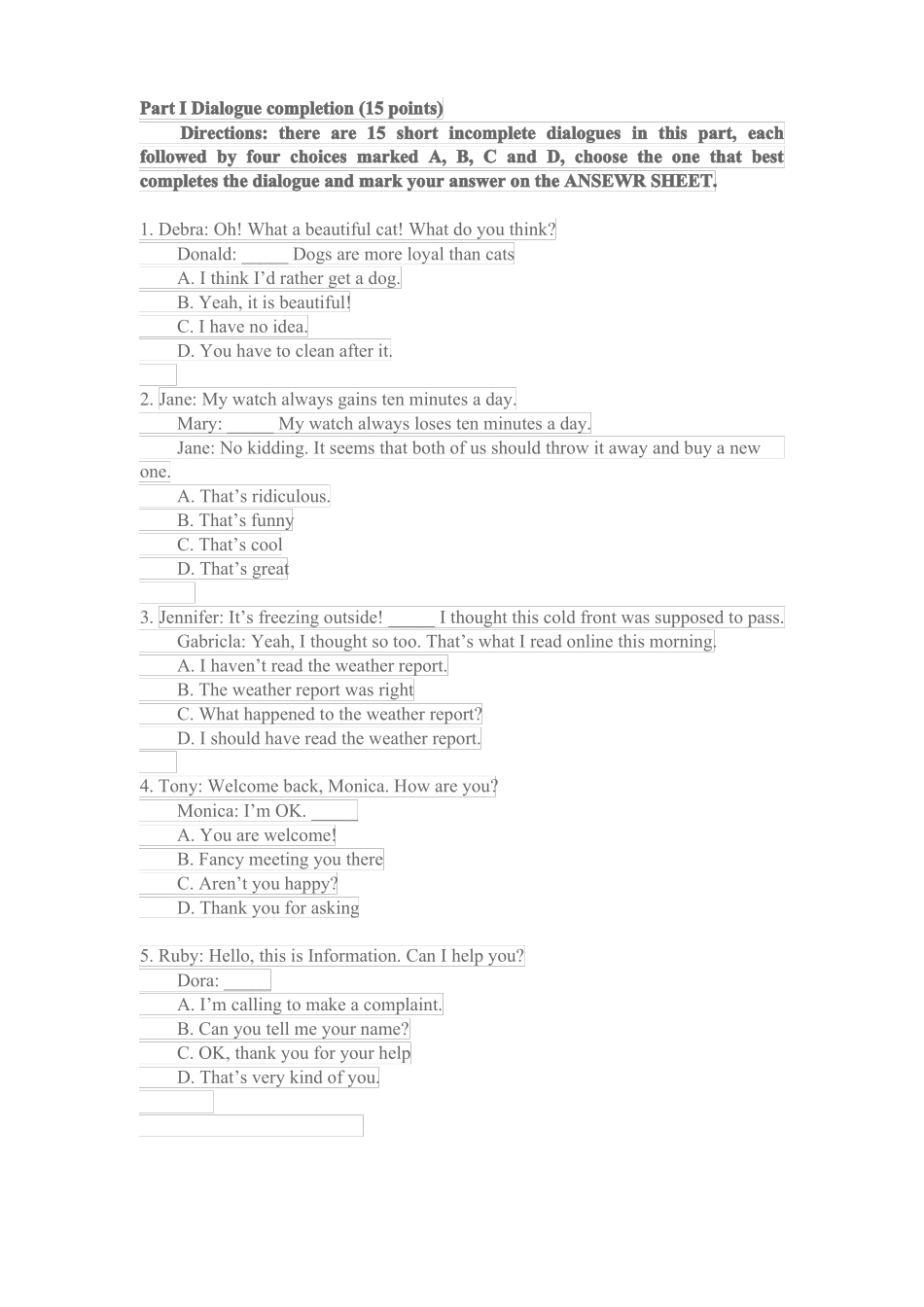 2018广东学位英语真题答案点击我个人信息免费拿_第1页