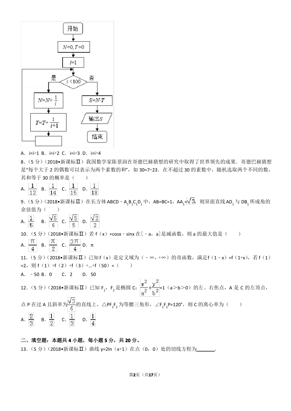 2018新课标全国2卷理数_第2页