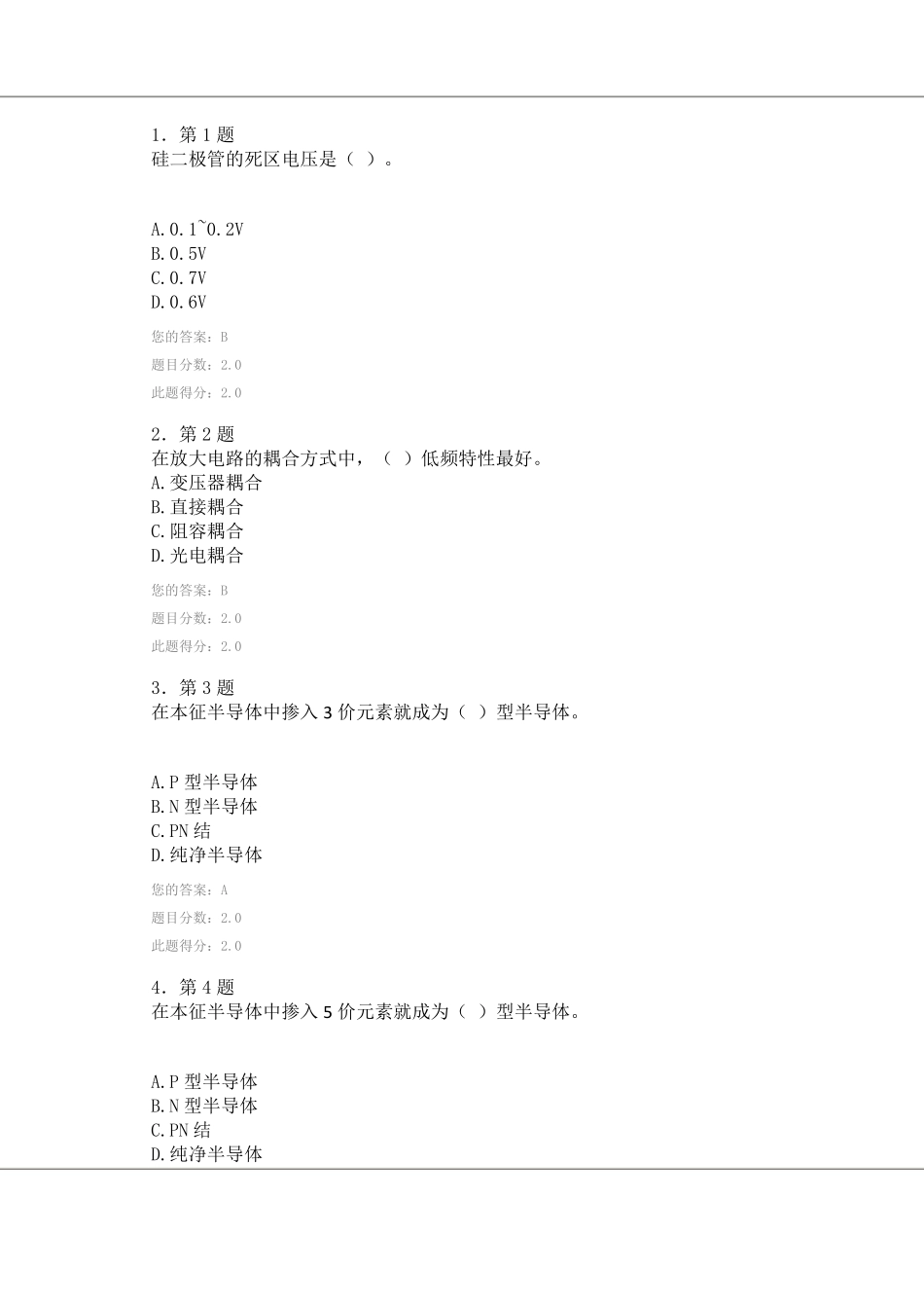 2018春电子电路基础作业98分_第1页