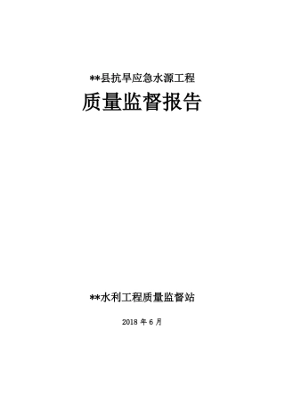 2018最新-质量监督报告-范本