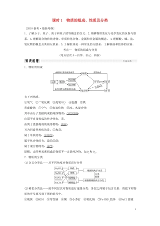 2018版高考化学总复习专题一物质的组成性质及分类教学案