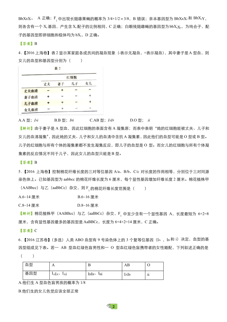 2018遗传基本定律经典习题汇编_第2页
