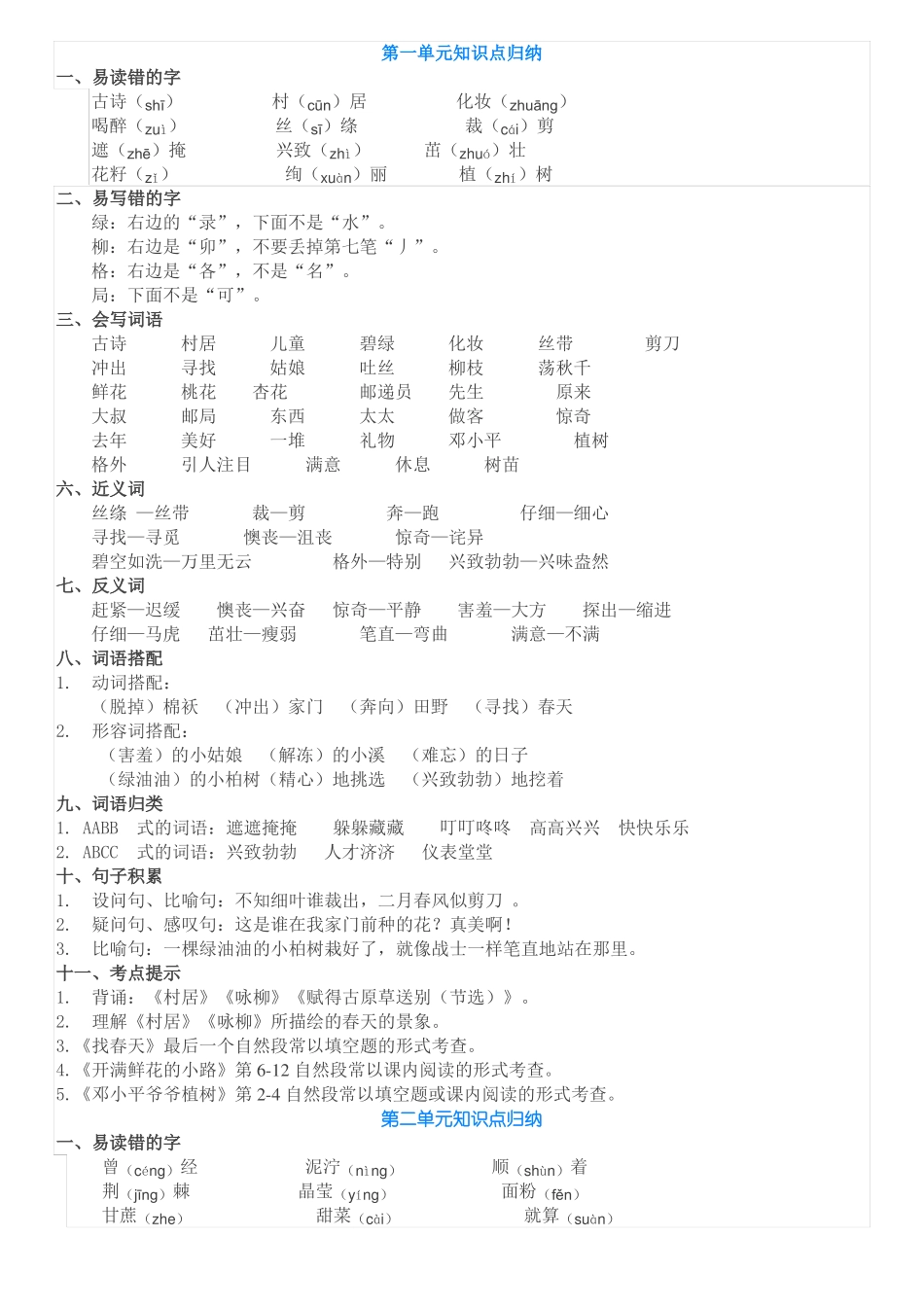 2018部编人教版二年级语文知识点_第1页