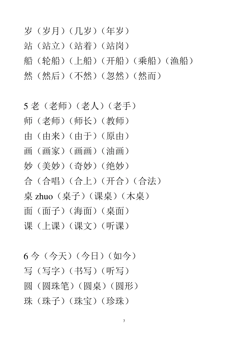 2018部编版二年级上册生字表组词_第3页