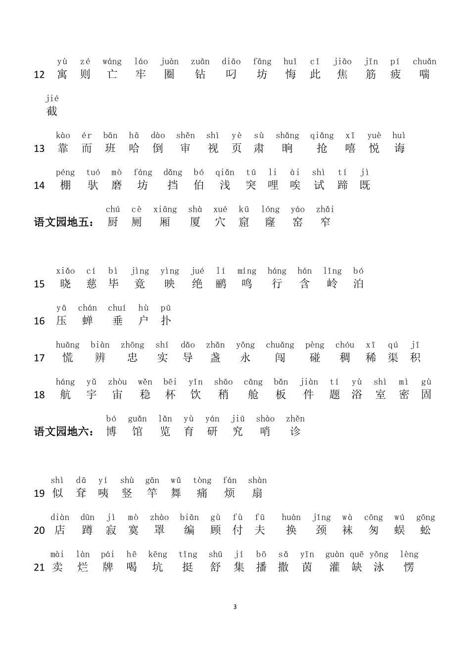 2018部编版二年级语文下册生字总汇所有均注音正式版_第3页