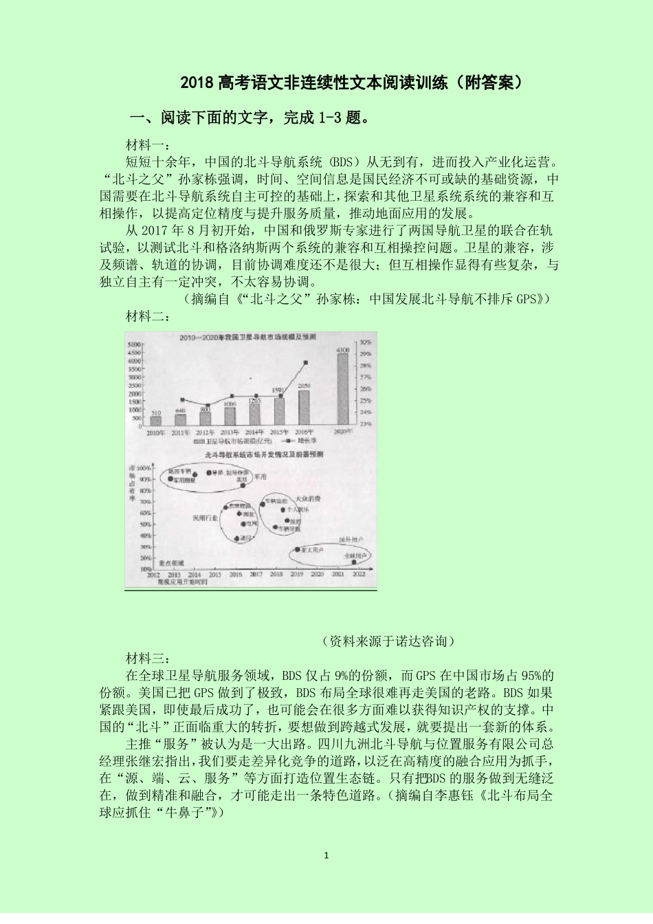 2018高考语文非连续性文本阅读训练附答案_第1页