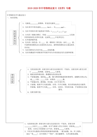 2019-2020年中考物理总复习光学专题