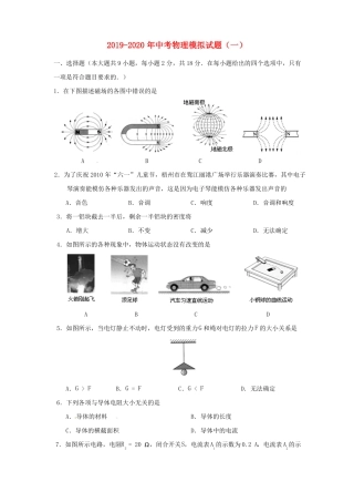 2019-2020年中考物理模拟试题一