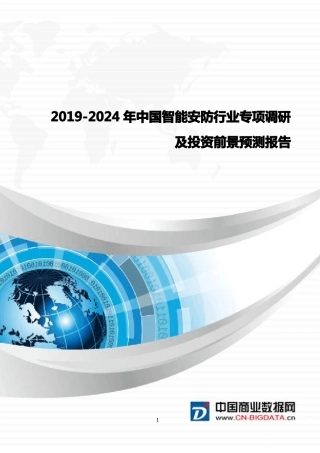 2019-2024年中国智能安防行业专项调研及投资前景预测报告目录