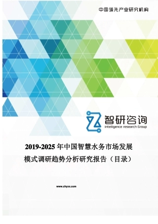 2019-2025年中国智慧水务场发展模式调研报告目录