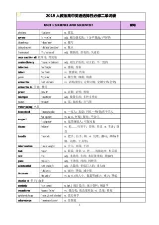 2019人教版高中英语选择性必修二单词带音标