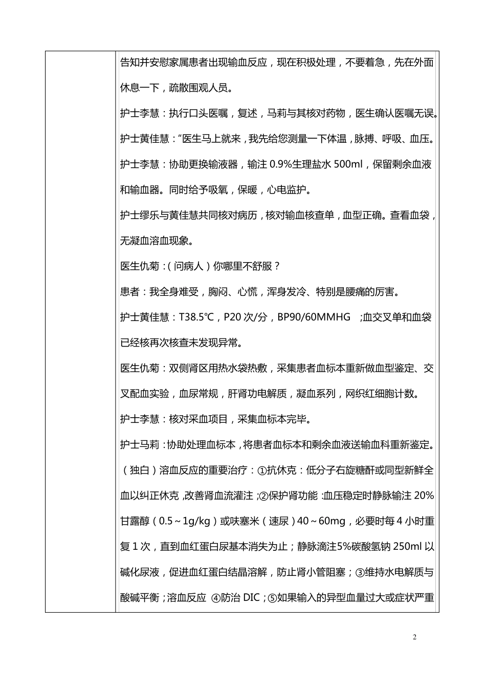 2019年03月应急演练-输血溶血反应演练_第2页