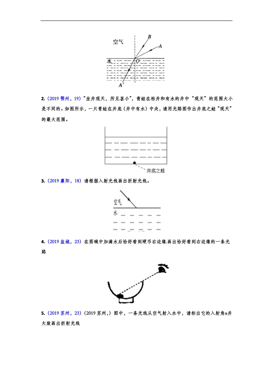 2019年中考物理试题分类练习——光学作图专题2版含答案_第2页