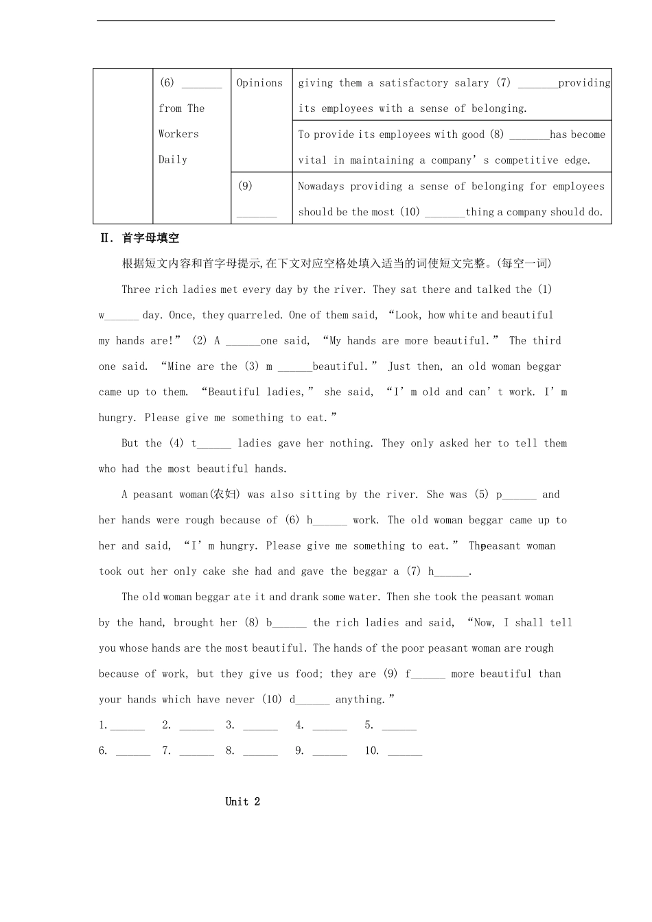 2019年中考英语专题复习任务型阅读和首字母填空专项训练_第2页