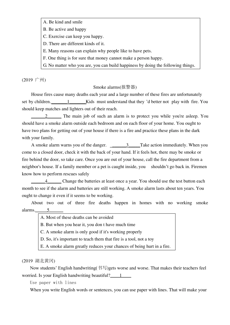 2019年中考英语真题阅读还原—七选五_第2页
