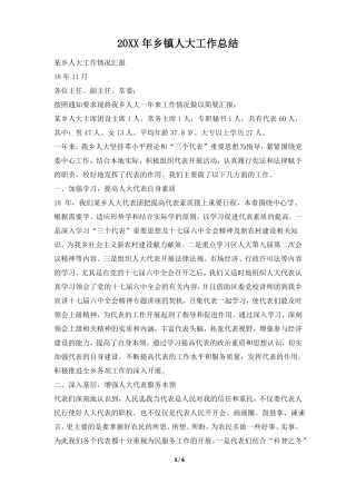 2019年乡镇人大工作总结